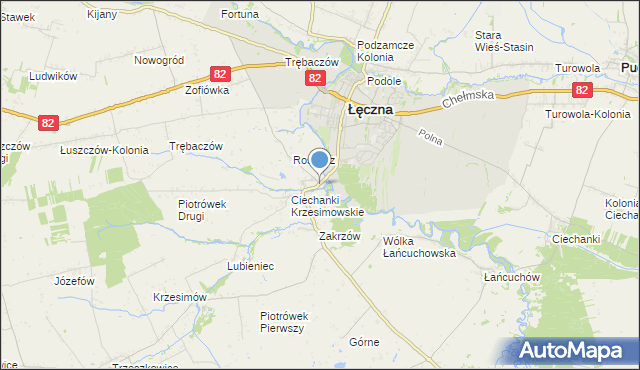 mapa Ciechanki Łęczyńskie, Ciechanki Łęczyńskie na mapie Targeo